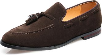 Generic Mens Fashion Classic Loafers Luxury Loafer Shoes and Tassel Wedding Dress Shoes for Men,Dark Brown,9 UK
