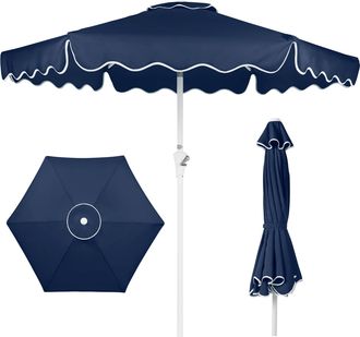 Best Choice Products 7.5ft Patio Market Umbrella with Wavy Trim, Fade-Resistant, Crank & Tilt, Wind Vent