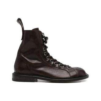 Versace Lace-up Boots, female, Brown, Size: 8 1/2 US Billy Leather Boots