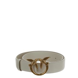 Pinko Love Birds hoge leren riem - Dames - Riemen - Wit - L - Leer - Accessoires