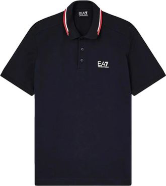 Emporio Armani Zomer Blok Stretch Katoen Polo - Heren - Tops - Blauw - Maat: 3XL Katoen
