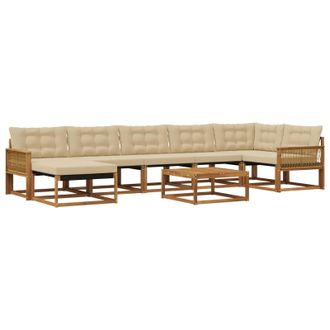 vidaXL Conjunto De Sof&aacute;s De Exterior Con Coj&iacute;n 8 Pcs Natural Y Beige Vidaxl