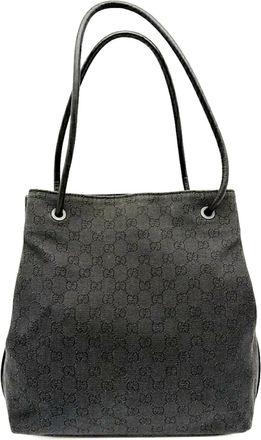 Gucci Black Gg Canvas Shoulder Bag Tote Bag (Pre-Owned)