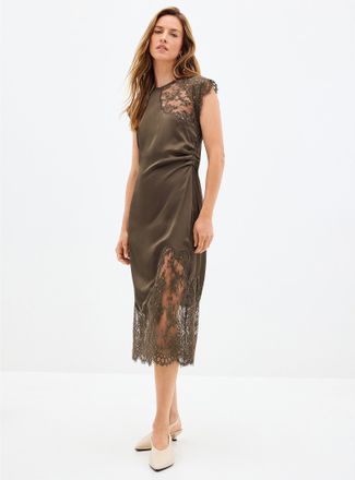 Second Female Womens Wilina draped satin and lace dress