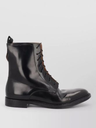 Maison Margiela leather ankle boots round toe pull tab