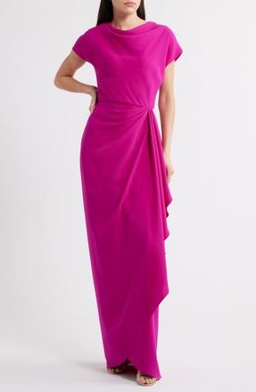 Amsale Cowl Neck Ruffle Dress in Fuchsia at Nordstrom, Size 10