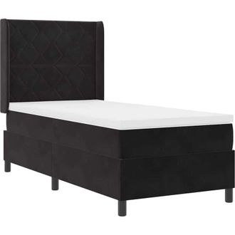 vidaXL Cama Con Box Spring Led Y Colch&oacute;n Negro 100 X 200 Cm Terciopelo Vidaxl