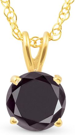 Pompeii3 1 Ct Black Diamond Solitaire Pendant Necklace 10k Yellow Gold