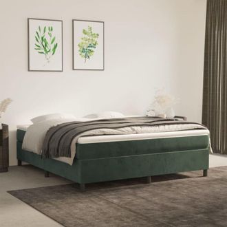 vidaXL Cama Box Spring Con Colch&oacute;n Terciopelo Verde Oscuro 160x200 Cm Vidaxl