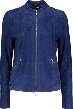 Moorer Leren jas - Dames - Leren en Su&egrave;de Jassen - Blauw - S - Su&egrave;de - Jassen