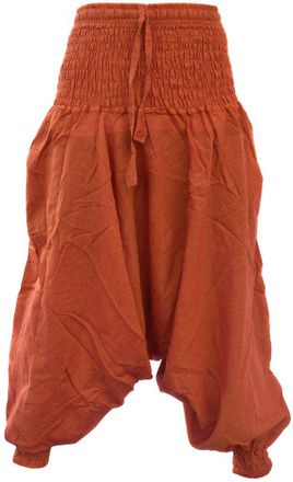 Gheri Womens Plain Multilayered Elastic Waist Light Harem Trousers Orange