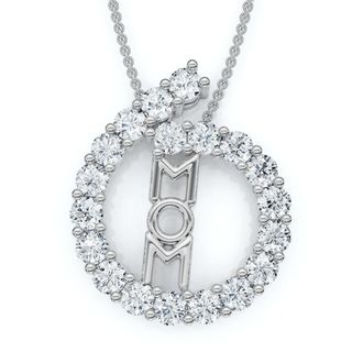Pompeii3 Diamond Circle Mom Pendant Gold Necklace Lab Grown 18