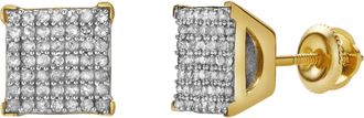 LuvMyJewelry Virelda 10K Yellow Gold Cluster Diamond Unisex Earrings - 0.3 Cts