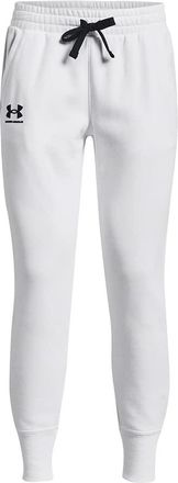 Under Armour Womens Rival Fleece Joggers, White (100)/Black, Large