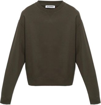Jil Sander Sweatshirt van Katoen Terry met Ronde Hals - Heren - Sweatshirts - Groen - S - Katoen - Hoodies & sweatvesten