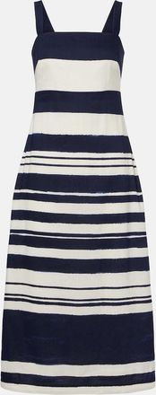 Veronica Beard Ella striped linen-blend midi dress