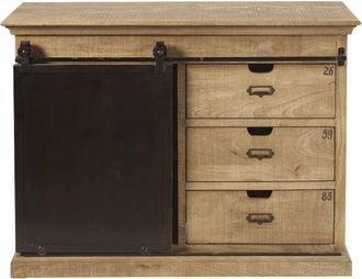 Maisons du monde Aparador con 1 puerta y 3 cajones de mango macizo 116 cm