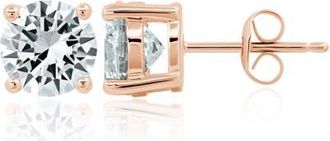 Crislu Brilliant Cubic Zirconia Stud Earrings in 18Kt Rose Gold/Clear Stone at Nordstrom