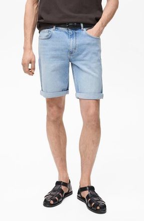Mango Denim Bermuda Shorts in Medium Blue at Nordstrom, Size 34