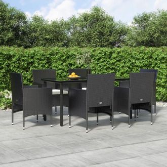 vidaXL Juego De Comedor De Jard&iacute;n 7 Piezas Con Cojines Negro Vidaxl