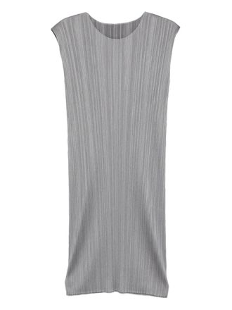 Pleats Please Issey Miyake pleated sleeveless midi dress - Grijs