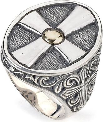 Samuel B. Imperial Mens 18K & Silver Cross Ring