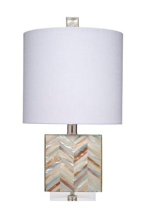 Jamie Young Co. Garbo Mother of Pearl Table Lamp with Linen Shade, Blue at Nordstrom