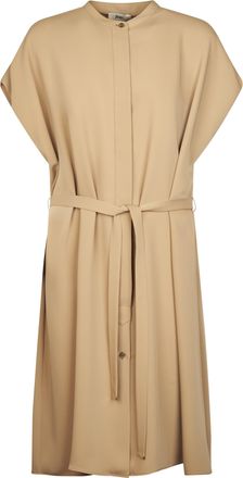 Herno Flowing Camel Dress with Concealed Button Placket