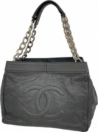 Chanel Black Grained Calfskin Tote Bag (Pre-Owned)