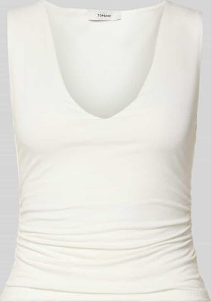 Topshop Slim Fit Tr&auml;gertop mit Raffungen und V-Ausschnitt Modell MY in Offwhite, Gr&ouml;&szlig;e XS