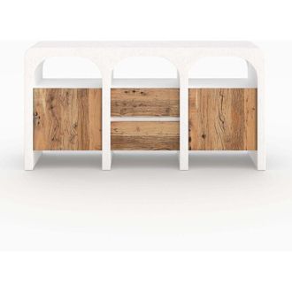 Rendez-Vous D&eacute;co Aparador Fira En Concreto Blanco Roto Y Madera