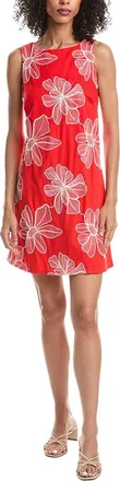 Vince Camuto High Neck A-Line Linen-Blend Mini Dress