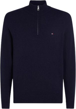 Tommy Hilfiger Demi-zip Sweater - Heren - Coltruien - Blauw - XS - Wol - Truien & Vesten