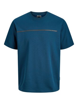 Jack & Jones T-Shirt JACK & JONES JCOFUSION FULL BRANDING TEE SS CREW NOOS, Herren, Gr. XS, titan, Jersey, Obermaterial: 55% Baumwolle, 45% Polyester, bedruckt, re