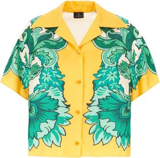 Etro Zijden blouse met geplaatste bloemenprint - Dames - Overhemden - Veelkleurig - M - Overhemden