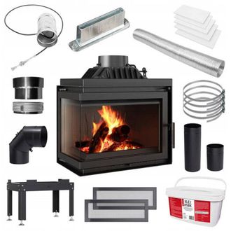 Kratki Kamineinsatz Gusseisen KRATKI SIMPLE links 8 kW &Oslash; 200 Set