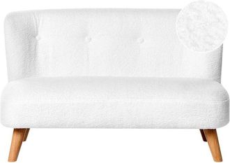 Beliani Kids Sofa White Boucle Upholstered with Armrests Modern Toddler Couch LOTE