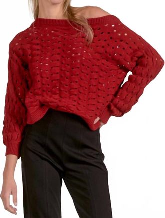 Elan Wide Neck Sweater In Red