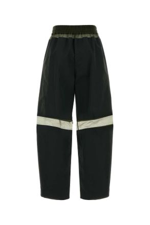 Fendi Womens Color-Block Cotton-Silk Blend Trousers Black Exterior Nylon