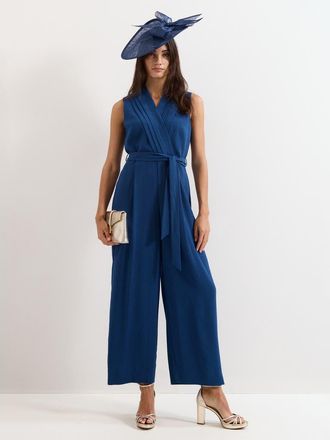 Phase Eight Maisley Pleated Cropped Jumpsuit in Indigo at Nordstrom, Size 12