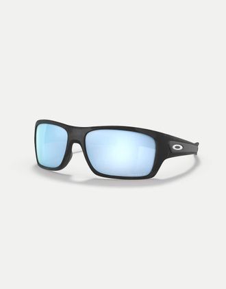 Oakley Turbine - Occhiali da sole rettangolari nero opaco mimetico con lenti blu a specchio polarizzate-Verde