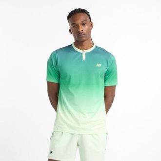 New Balance Mens Printed Tournament Top in Green Poly Knit, size X-Large