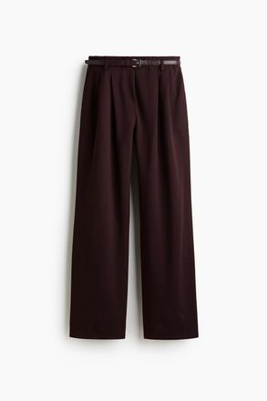 H&M Twillhose mit G&uuml;rtel - Weinrot