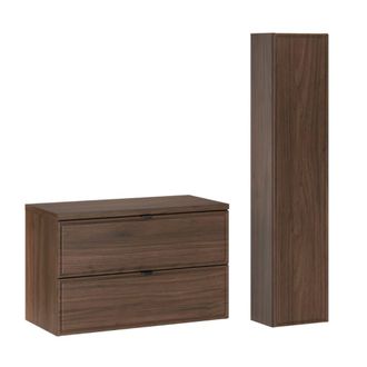 Petits Meubles Conjunto de lavabo y columna paneles laminados madera