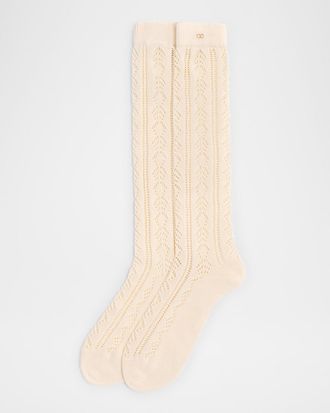 Valentino Garavani Mens VLogo Cotton Knit Over-Calf Socks