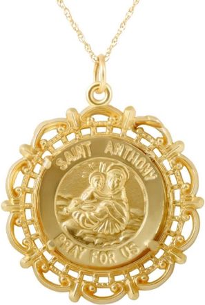 Pompeii3 14k Yellow Gold St. Anthony Medal Pendant 1 Tall 3.5 Grams