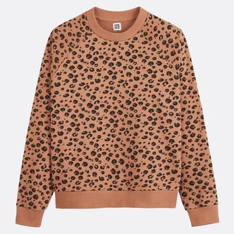 La Redoute Collections Losjes vallend sweatshirt met ronde hals en luipaardprint