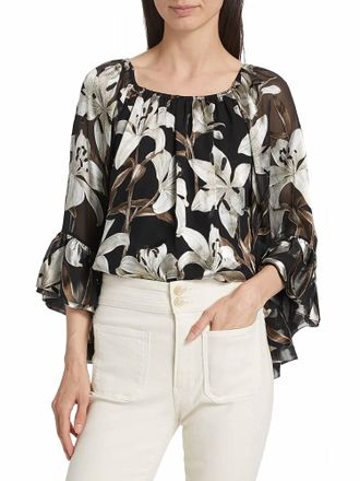 Alice & Olivia Ardelia Off The Shoulder Top In Stargazer Black