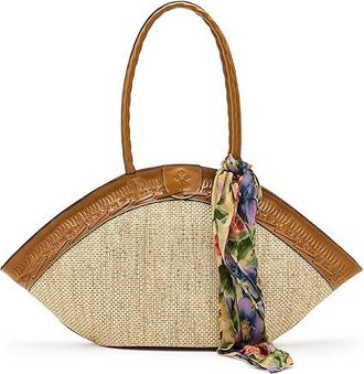 Patricia Nash Trope Dome W/ French Hydrangeas Scarf Cross Body Womens Handbags Natural, Full Grain leather/Textile