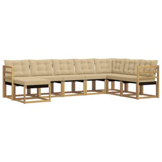 vidaXL Conjunto De Sof&aacute;s De Exterior Con Coj&iacute;n 8 Pcs Y Beige Vidaxl
